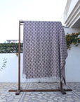 BLOCK PRINT HANDWOVEN THROW - COASTAL TULIP - Fabdivine