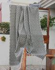 BLOCK PRINT HANDWOVEN THROW - DAMARU - Fabdivine