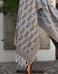 BLOCK PRINT HANDWOVEN THROW - DEEPIKA - Fabdivine