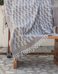 BLOCK PRINT HANDWOVEN THROW - DEEPIKA - Fabdivine