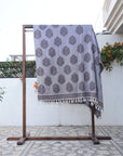 BLOCK PRINT HANDWOVEN THROW - GULDASTA - Fabdivine