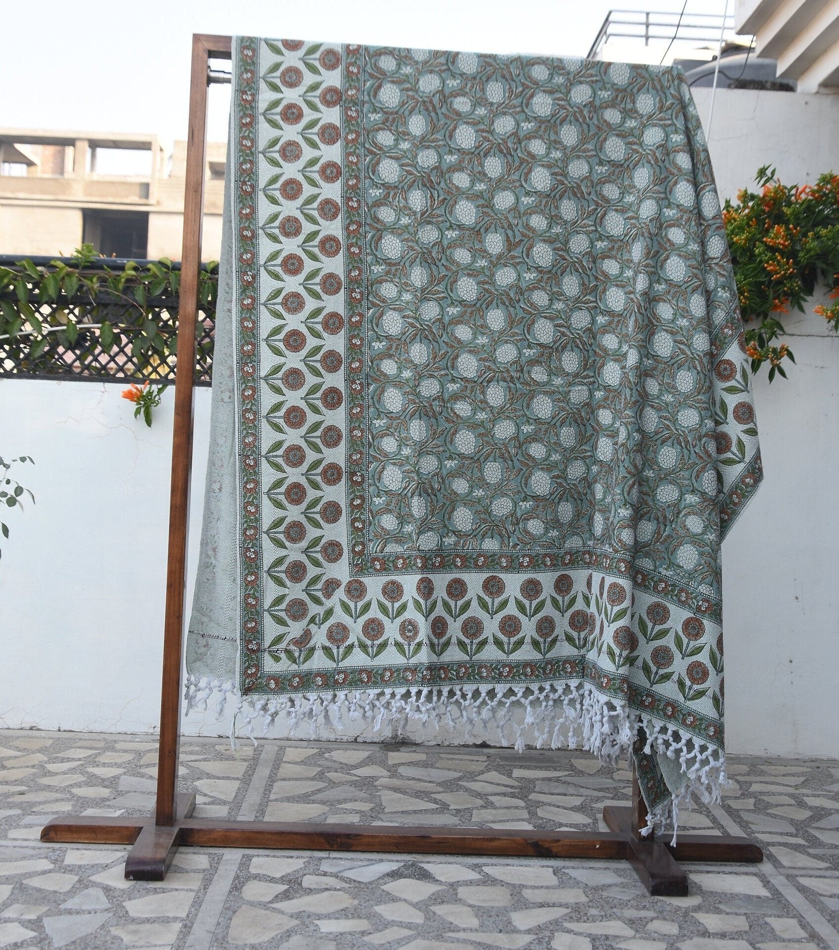 BLOCK PRINT HANDWOVEN THROW - MERAKI - Fabdivine