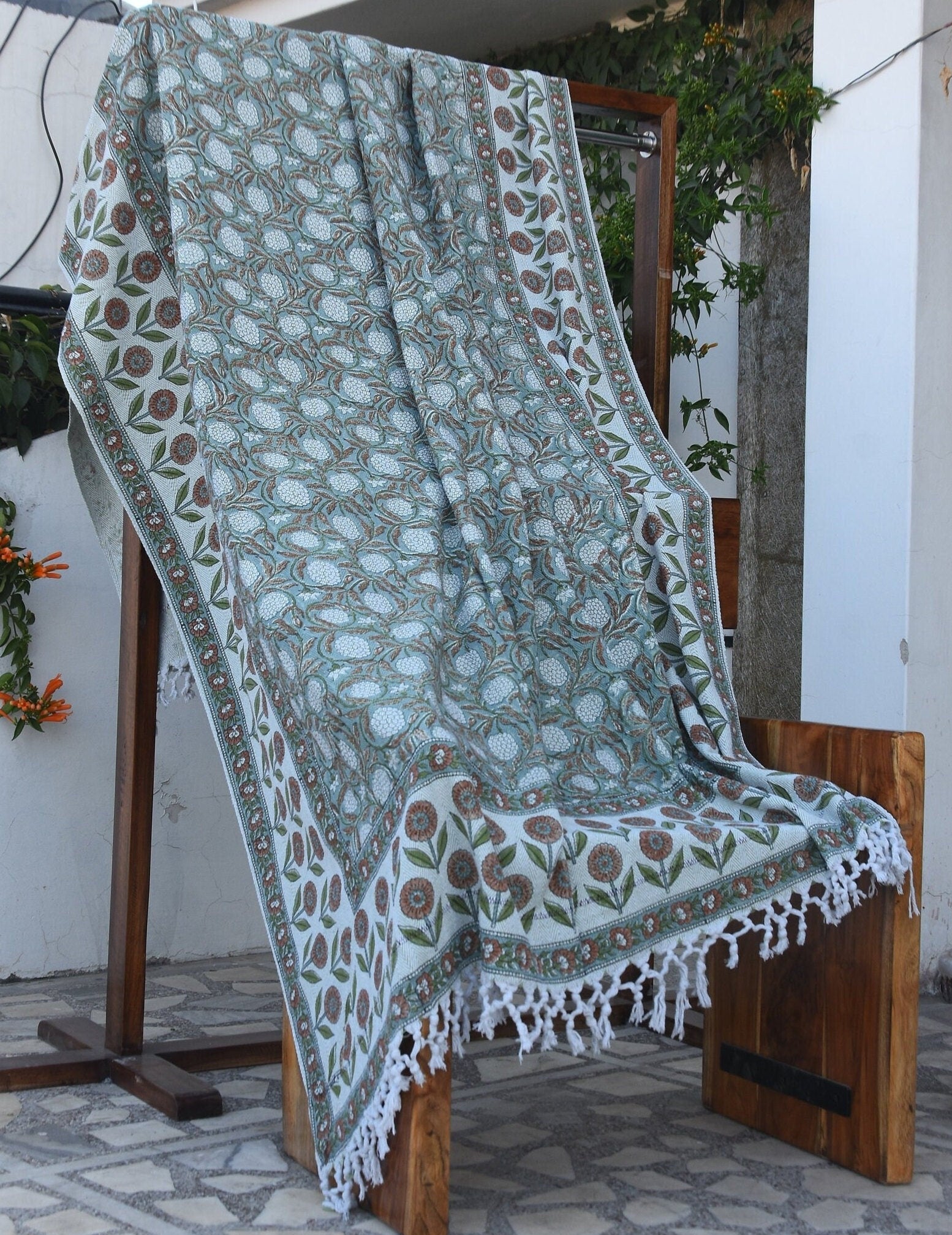 BLOCK PRINT HANDWOVEN THROW - MERAKI - Fabdivine