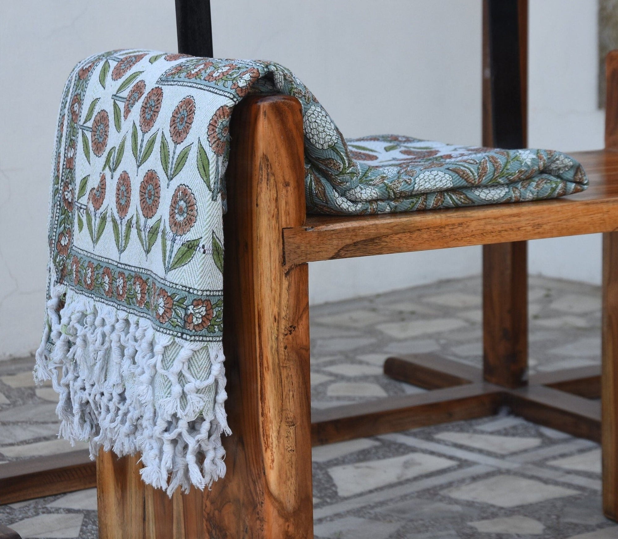 BLOCK PRINT HANDWOVEN THROW - MERAKI - Fabdivine