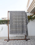 BLOCK PRINT HANDWOVEN THROW - MOR MUKUT - Fabdivine