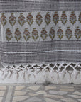 BLOCK PRINT HANDWOVEN THROW - MOR MUKUT - Fabdivine