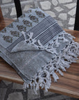 BLOCK PRINT HANDWOVEN THROW - MOR MUKUT - Fabdivine