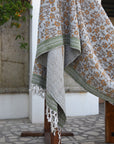 BLOCK PRINT HANDWOVEN THROW - NAAYAB - Fabdivine