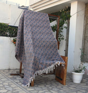 BLOCK PRINT HANDWOVEN THROW - PUSHP SAMHITA - Fabdivine