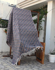 BLOCK PRINT HANDWOVEN THROW - PUSHP SAMHITA - Fabdivine