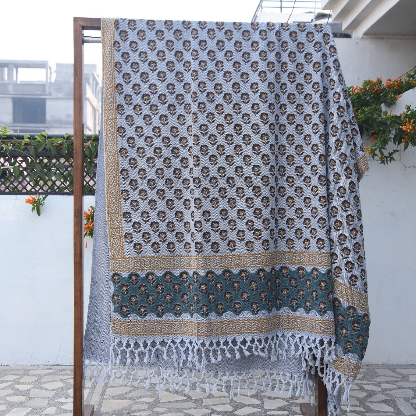 BLOCK PRINT HANDWOVEN THROW - ROHINI - FABDIVINE LLCBLOCK PRINT HANDWOVEN THROW - ROHINIHandwoven ThrowFABDIVINE LLC