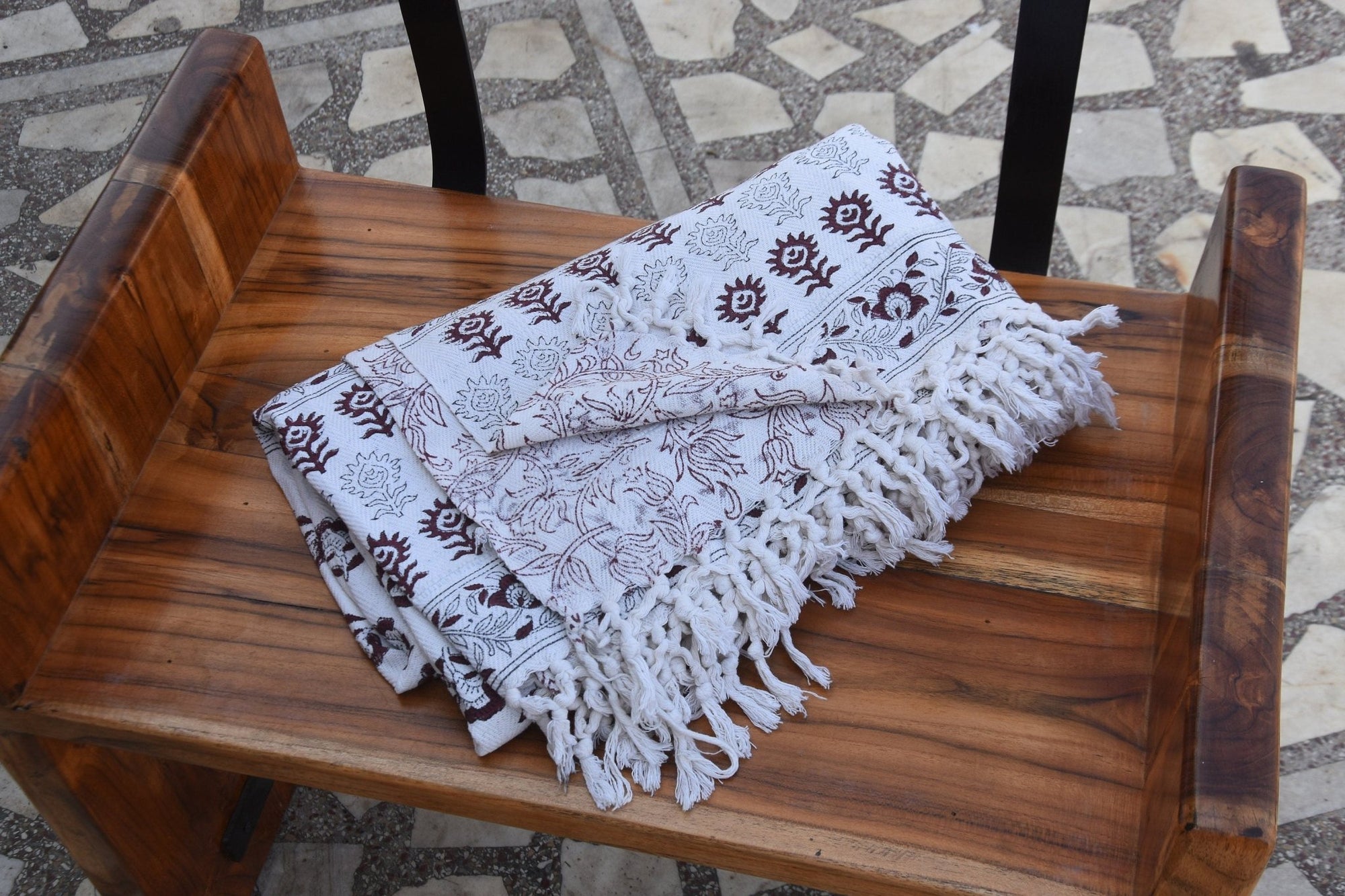 BLOCK PRINT HANDWOVEN THROW - ROHINI - Fabdivine