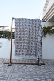 BLOCK PRINT HANDWOVEN THROW - SUMMER FLOWER - Fabdivine