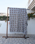 BLOCK PRINT HANDWOVEN THROW - SUMMER FLOWER - Fabdivine