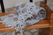 BLOCK PRINT HANDWOVEN THROW - SUMMER FLOWER - Fabdivine