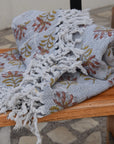 BLOCK PRINT HANDWOVEN THROW - SUMMER FLOWER - Fabdivine