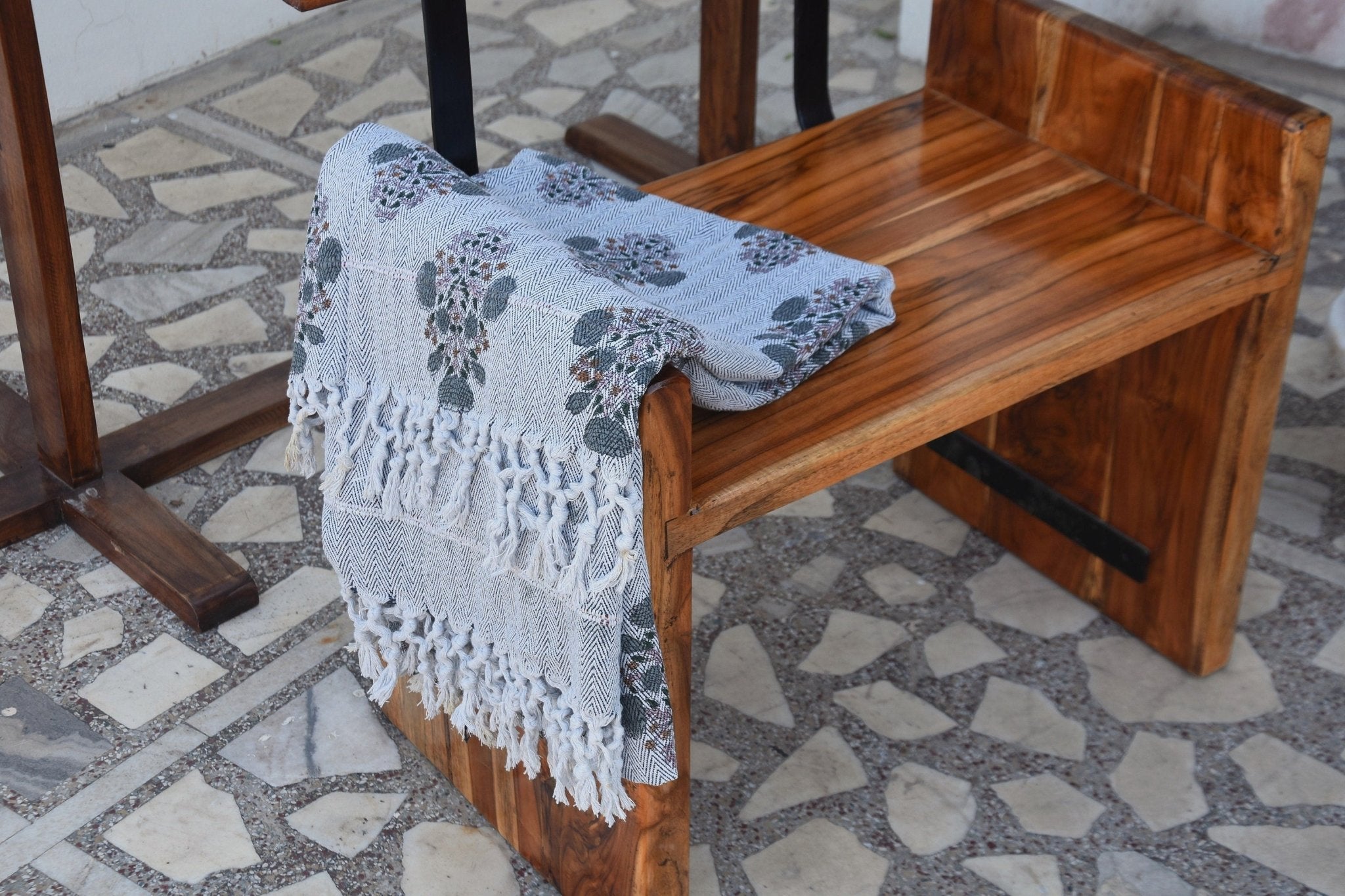 BLOCK PRINT HANDWOVEN THROW - SWADESH - Fabdivine