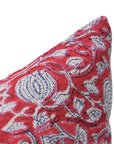 Square/Lumber block print pillow cover- thick/ heavy linen- 6 KAMAL RED - Fabdivine