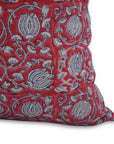 Square/Lumber block print pillow cover- thick/ heavy linen- 6 KAMAL RED - Fabdivine