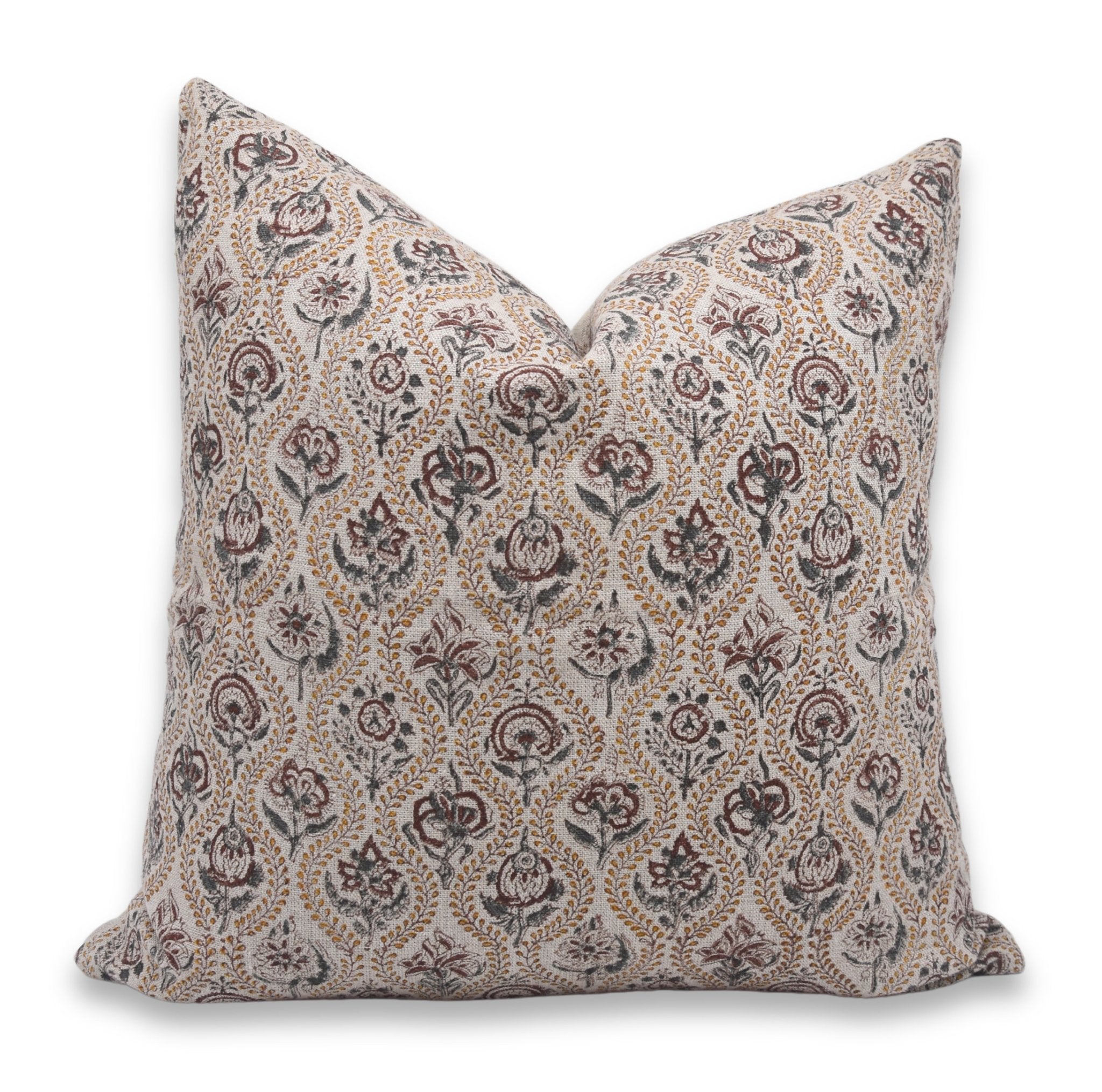 Block print Pillow cover for sofa, couch or bed- Thick/Heavy Linen- AMARBEL - Fabdivine