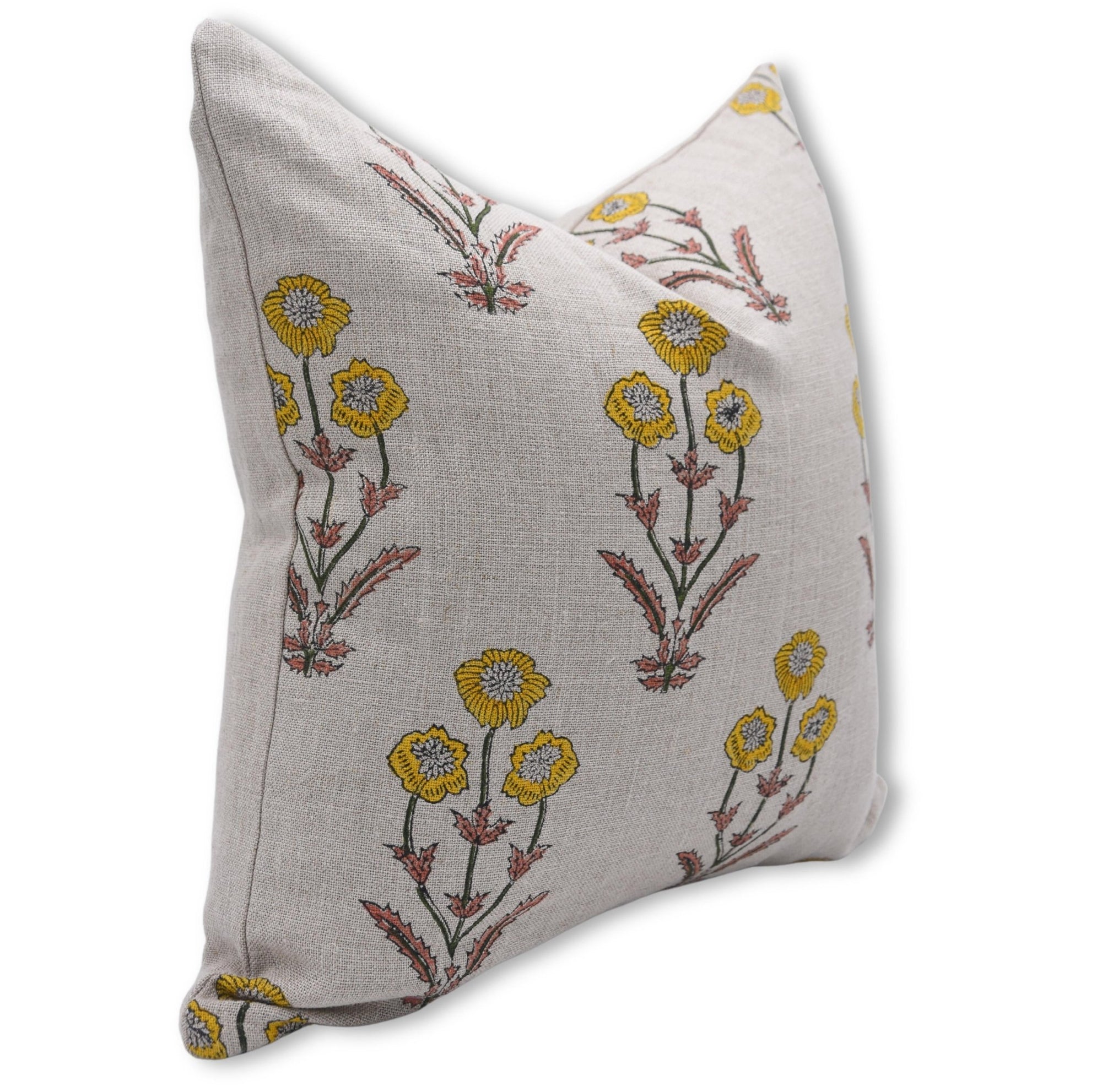 Block print Thick Linen throw pillow cover- AMITABH - Fabdivine