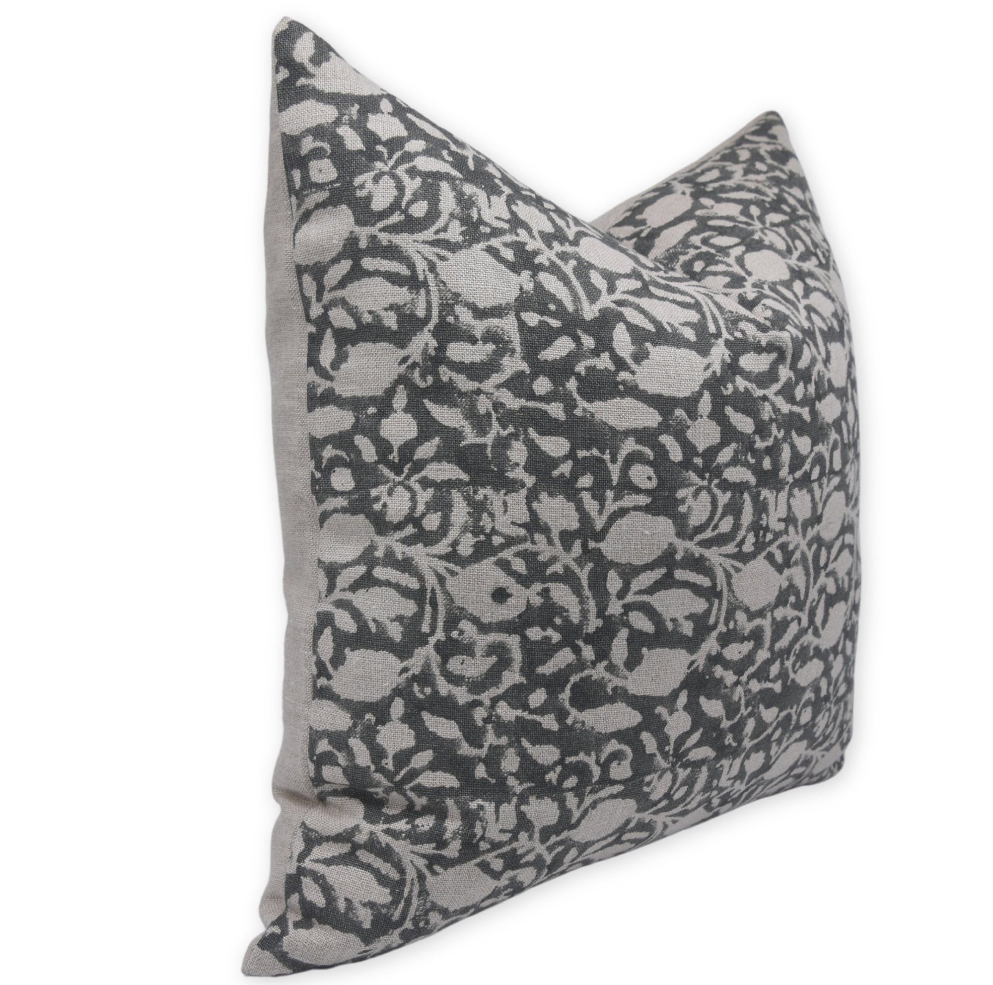 Throw Pillow Cover –Designer Collection of Hand Block Print Thick Linen- AMMR - Fabdivine