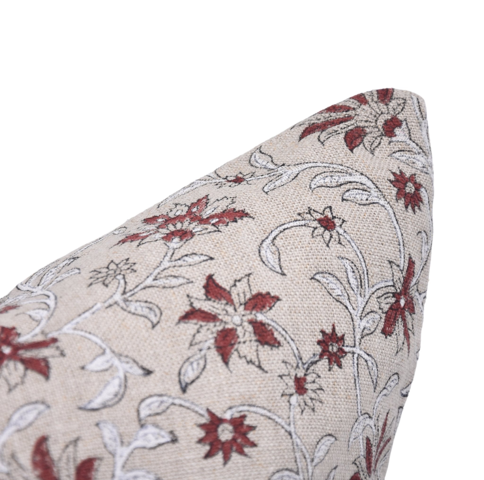 Throw Pillow Cover –Designer Collection of Hand Block Print Thick Linen- ARADHANA - Fabdivine