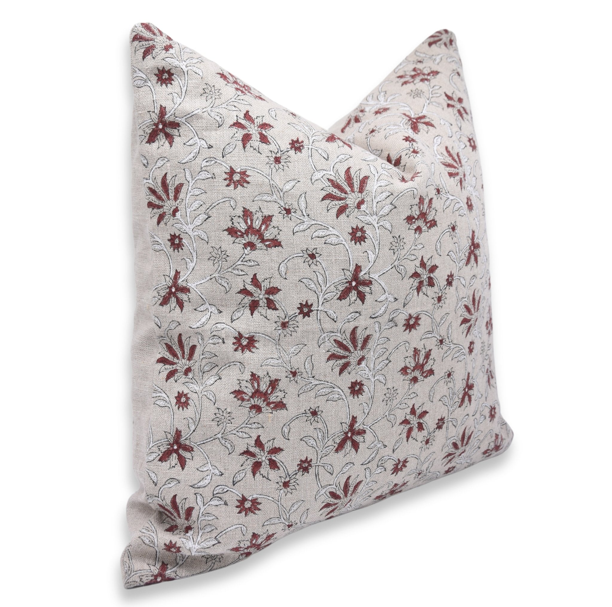 Throw Pillow Cover –Designer Collection of Hand Block Print Thick Linen- ARADHANA - Fabdivine