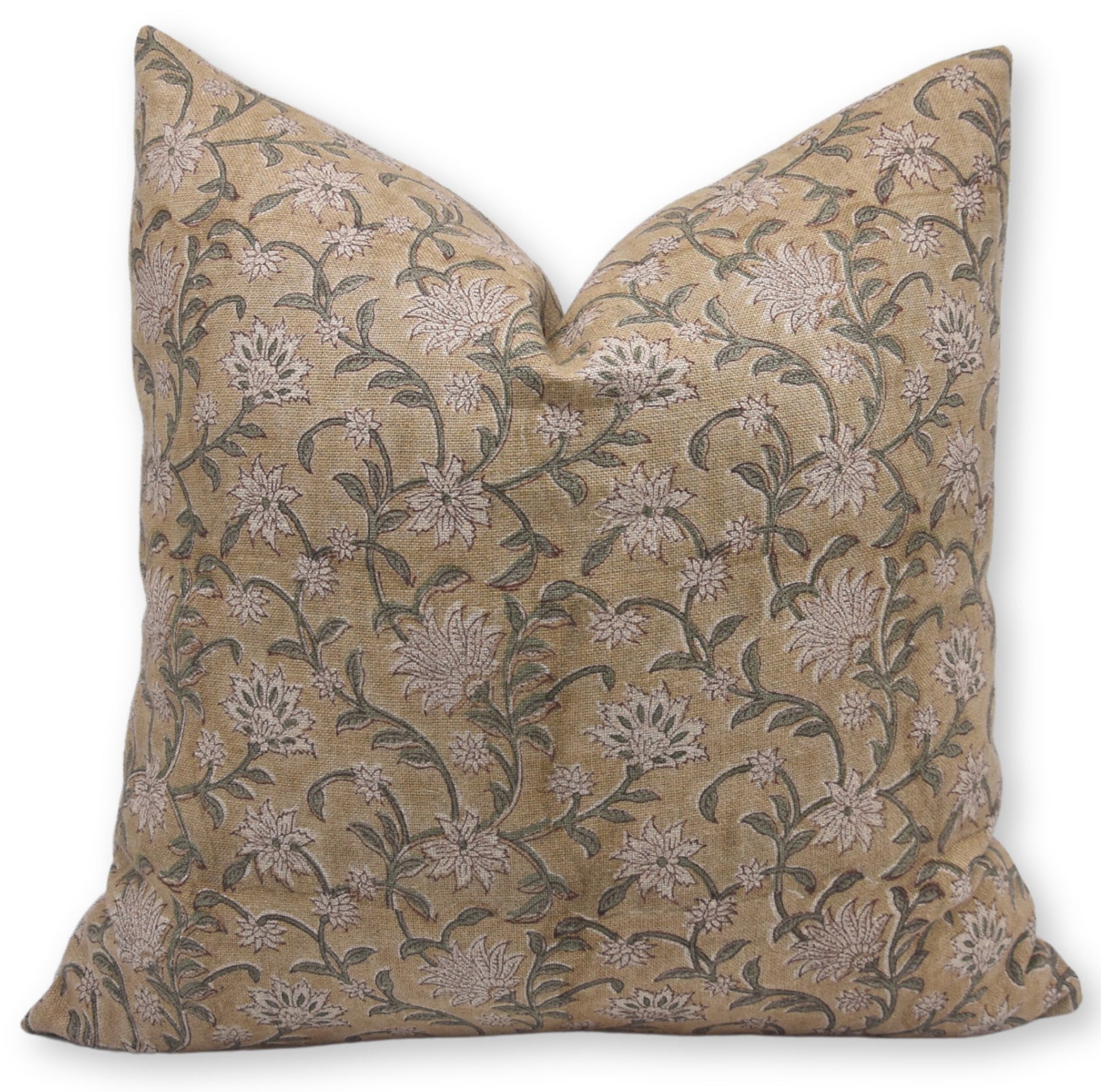 Block print thick linen throw pillow cover- ARADHANA - Fabdivine