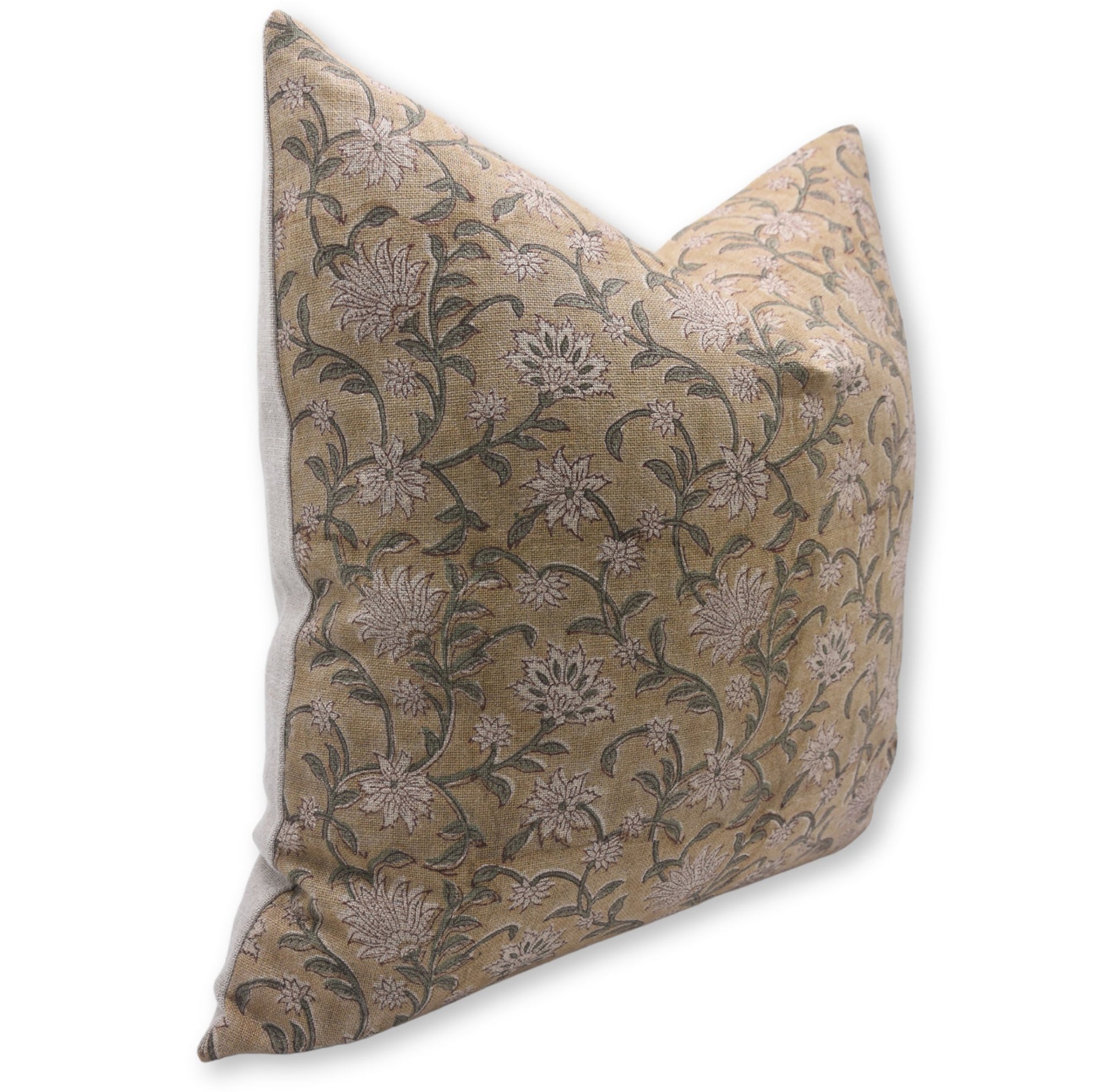 Block print thick linen throw pillow cover- ARADHANA - Fabdivine