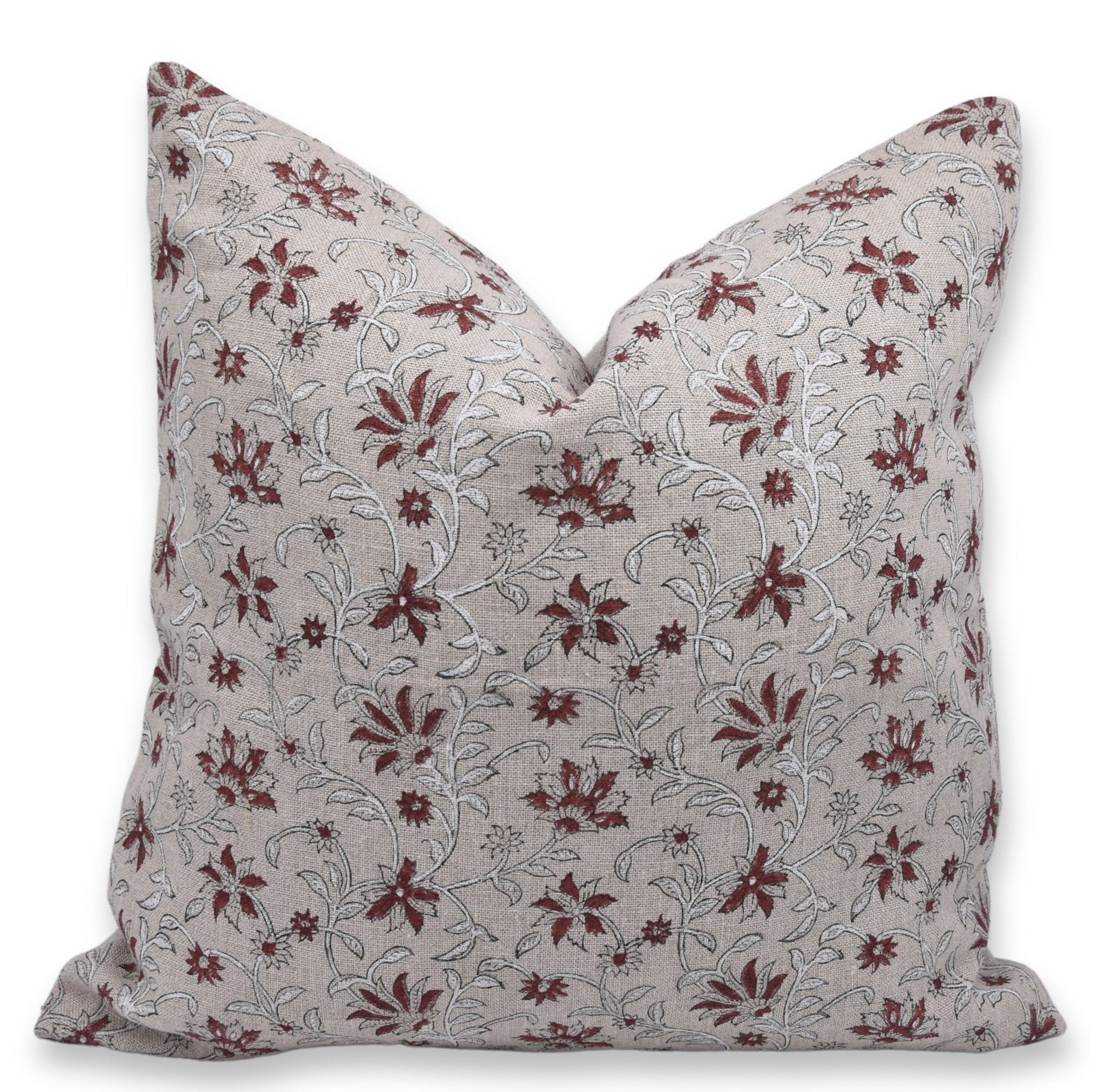 Throw Pillow Cover –Designer Collection of Hand Block Print Thick Linen- ARADHANA - Fabdivine