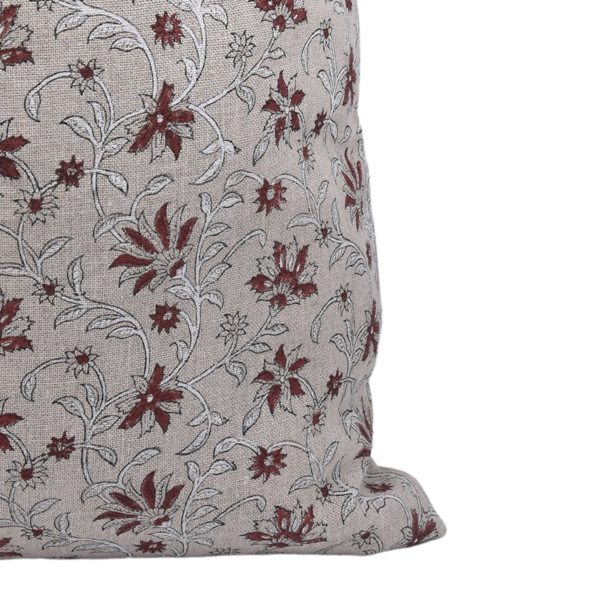 Throw Pillow Cover –Designer Collection of Hand Block Print Thick Linen- ARADHANA - Fabdivine