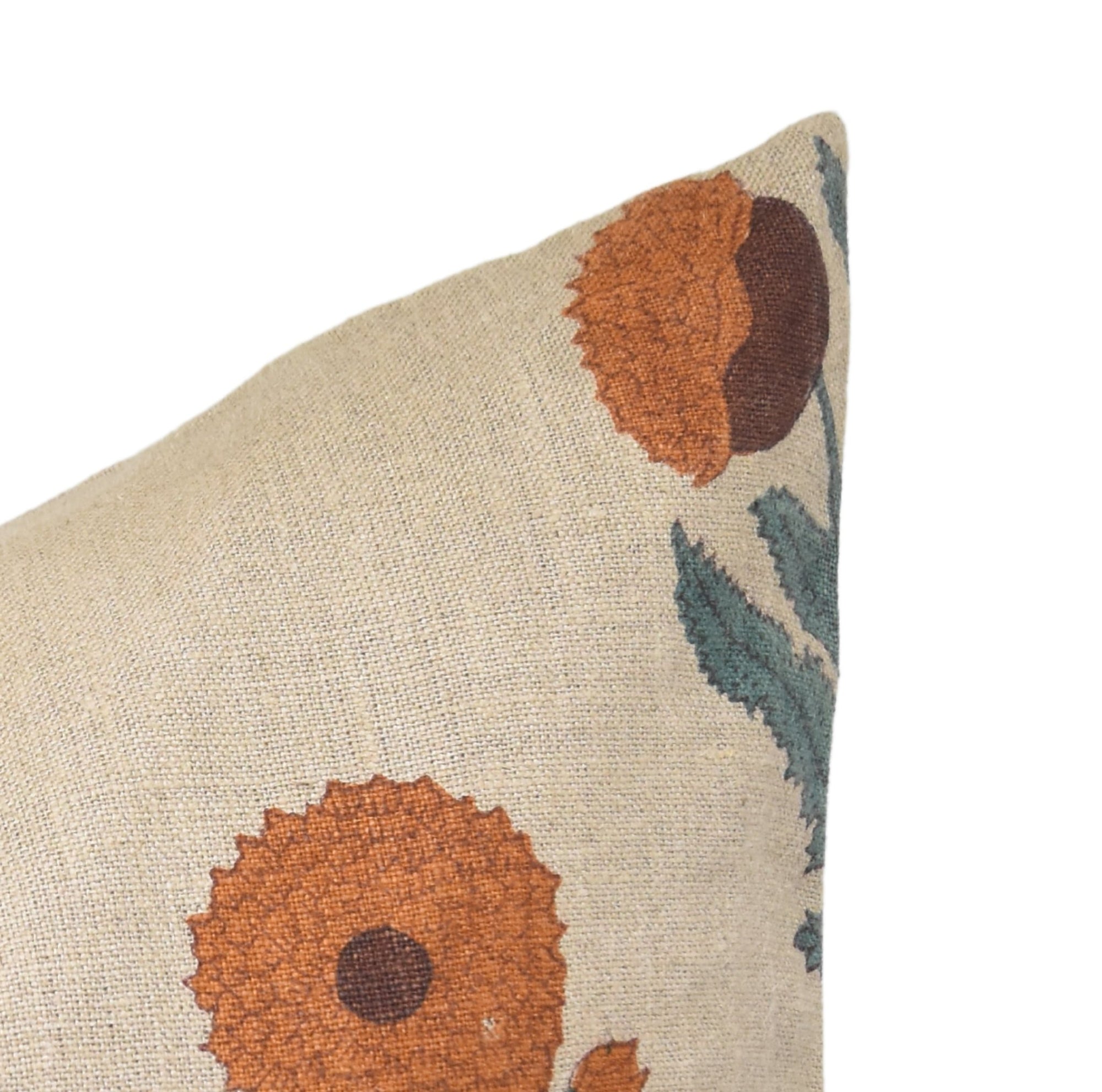 Square pillow cover in thick linen with lumber block print - Badshah - Fabdivine