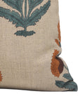 Square pillow cover in thick linen with lumber block print - Badshah - Fabdivine