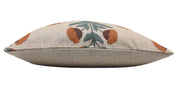 Square pillow cover in thick linen with lumber block print - Badshah - Fabdivine