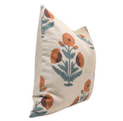 Square pillow cover in thick linen with lumber block print - Badshah - Fabdivine