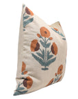 Square pillow cover in thick linen with lumber block print - Badshah - Fabdivine