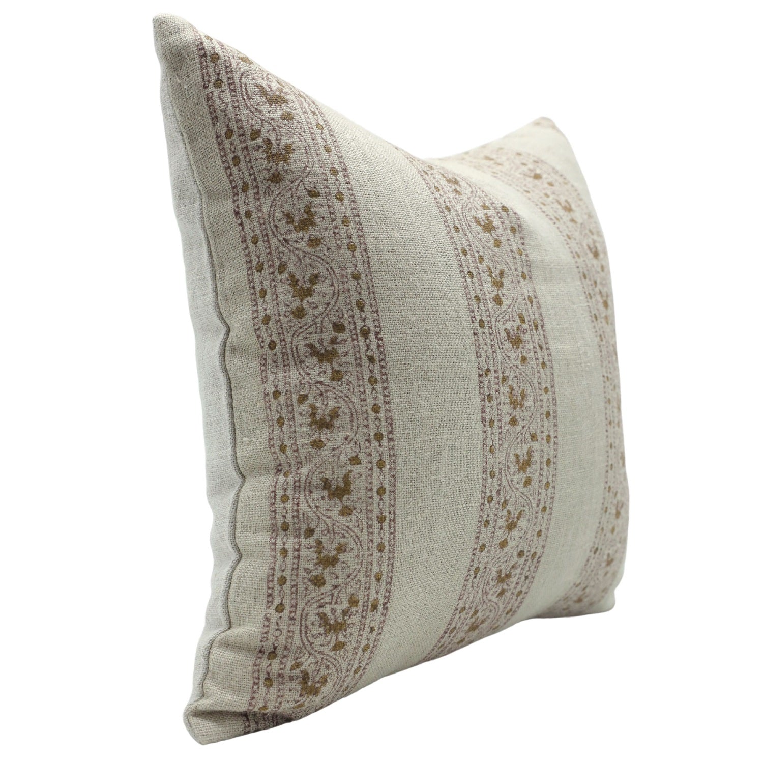 Block print Thick Linen throw pillow cover- BELA CHAMELI - Fabdivine