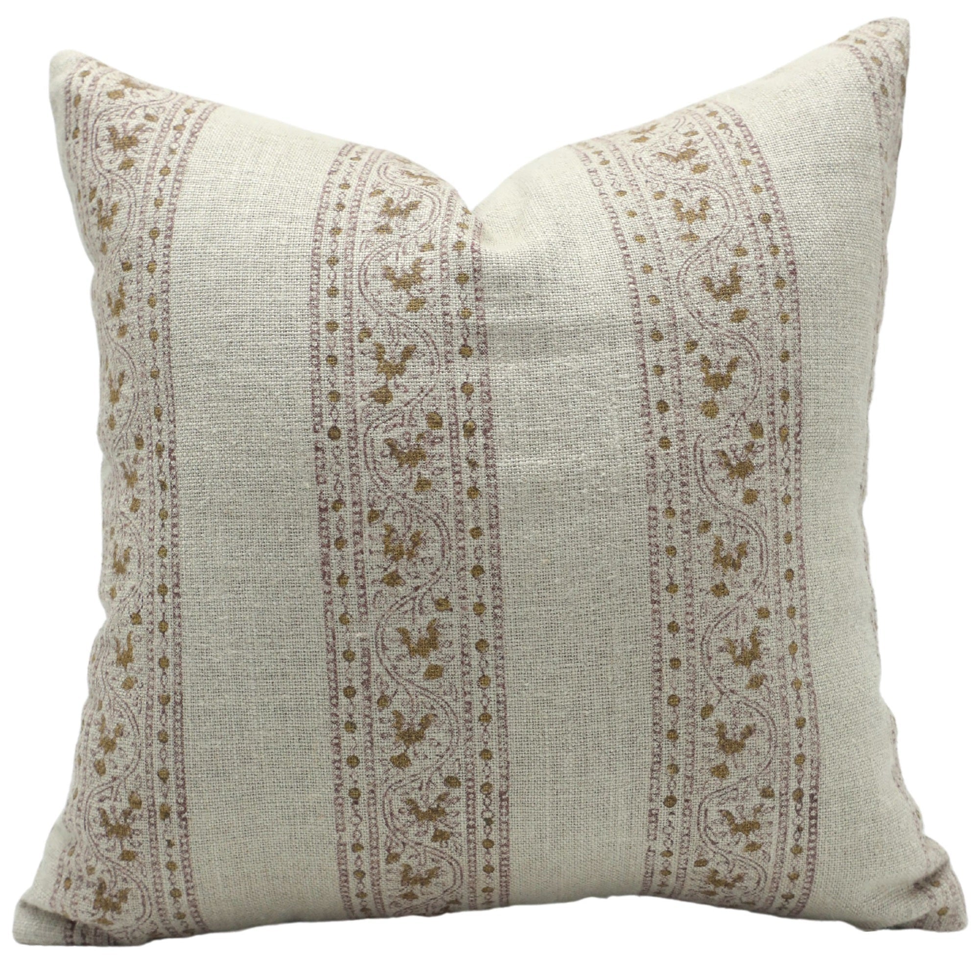 Block print Thick Linen throw pillow cover- BELA CHAMELI - Fabdivine