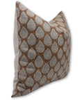 Hand Block Print thick/heavy linen designer pillow cover- BETAL LEAF BROWN - Fabdivine