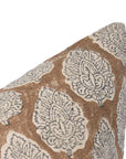 Hand Block Print thick/heavy linen designer pillow cover- BETAL LEAF BROWN - Fabdivine