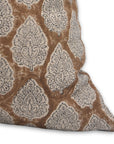 Hand Block Print thick/heavy linen designer pillow cover- BETAL LEAF BROWN - Fabdivine