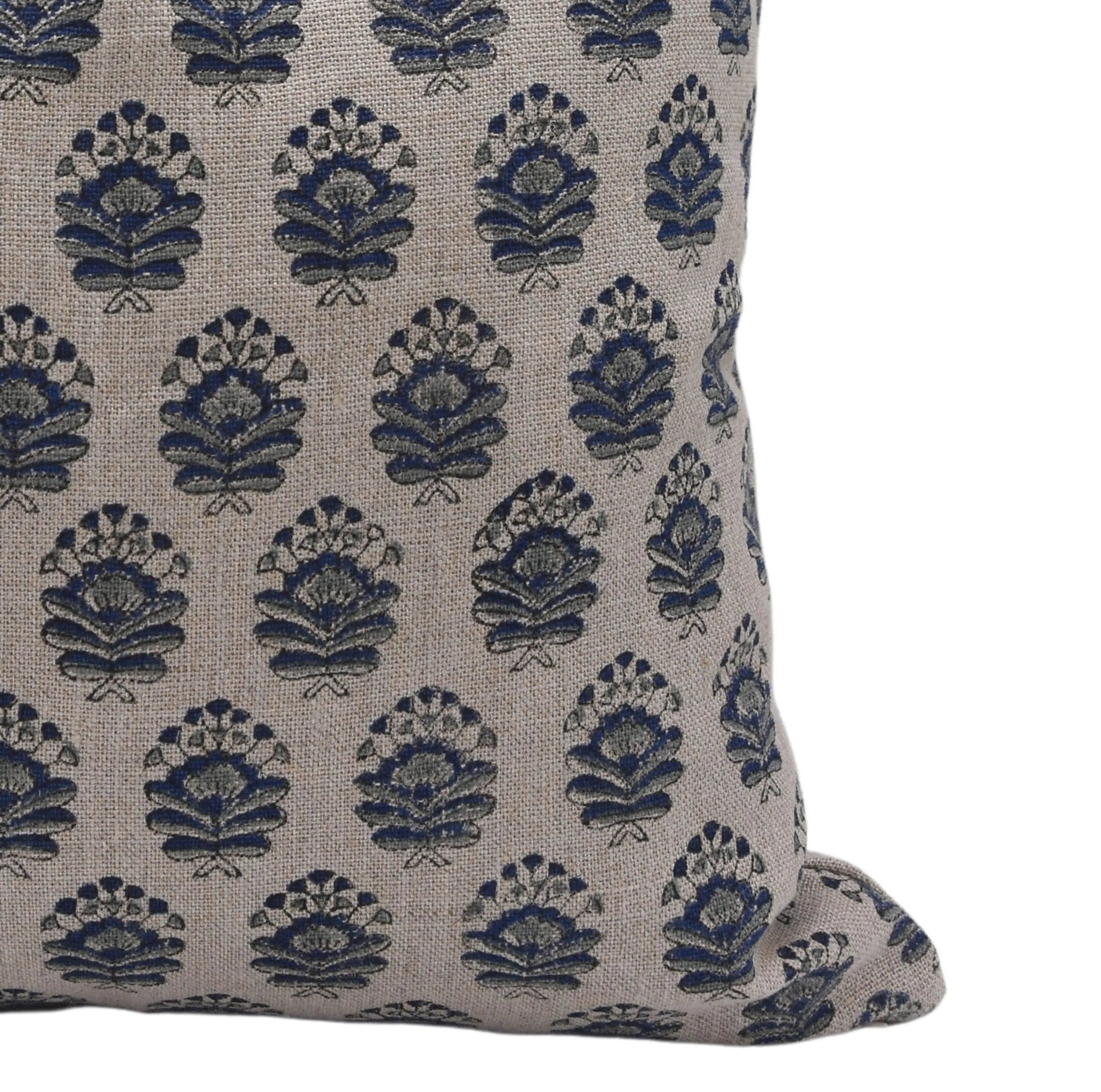 Block print Heavy Linen Pillow Cover - BHEESHMA - Fabdivine