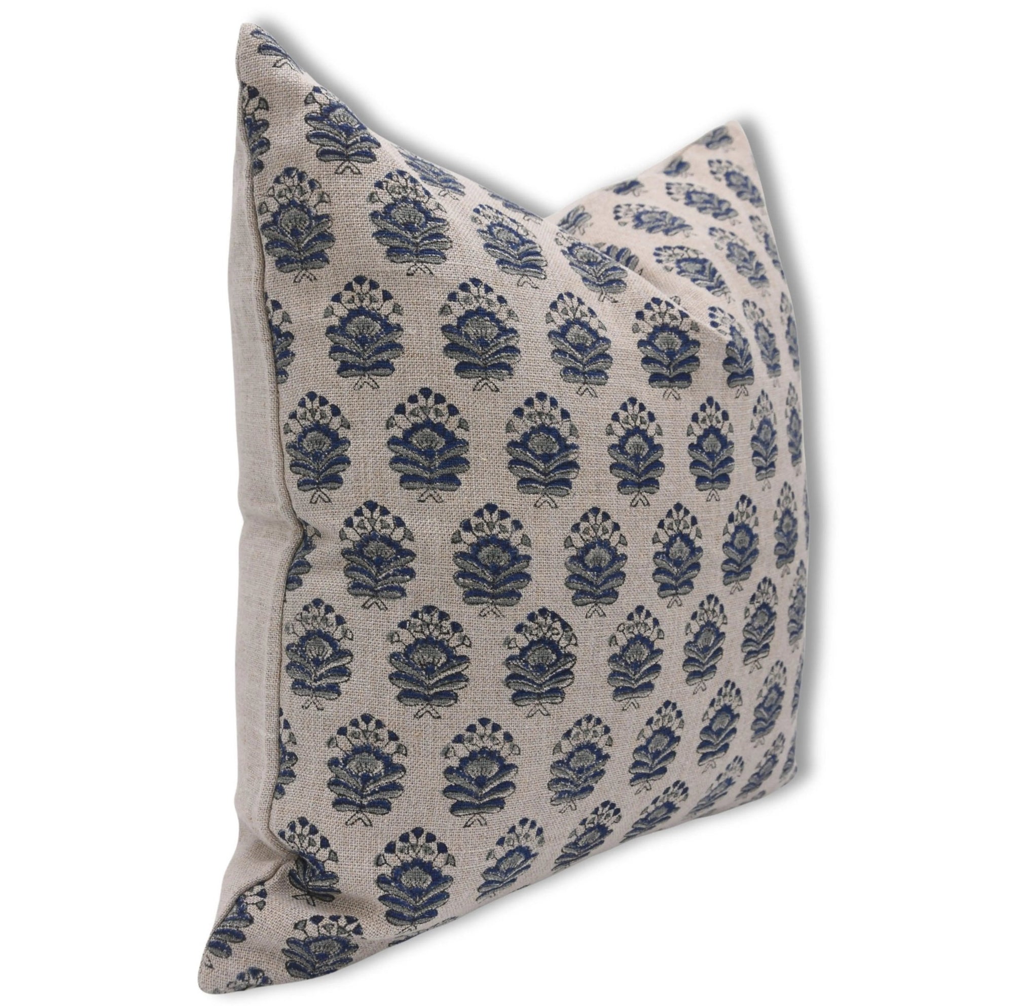 Block print Heavy Linen Pillow Cover - BHEESHMA - Fabdivine