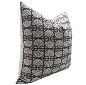 Block print Heavy Linen Pillow Cover - BIJHNI BLACK - Fabdivine