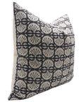 Block print Heavy Linen Pillow Cover - BIJHNI BLACK - Fabdivine