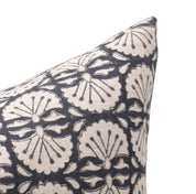 Block print Heavy Linen Pillow Cover - BIJHNI BLACK - Fabdivine