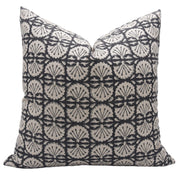 Block print Heavy Linen Pillow Cover - BIJHNI BLACK - Fabdivine