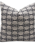 Block print Heavy Linen Pillow Cover - BIJHNI BLACK - Fabdivine