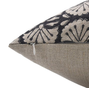 Block print Heavy Linen Pillow Cover - BIJHNI BLACK - Fabdivine